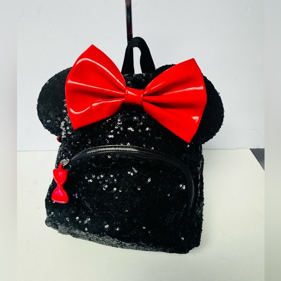 Disney Minnie Mouse Sequin Backpack small black/red - Picture 2 of 7